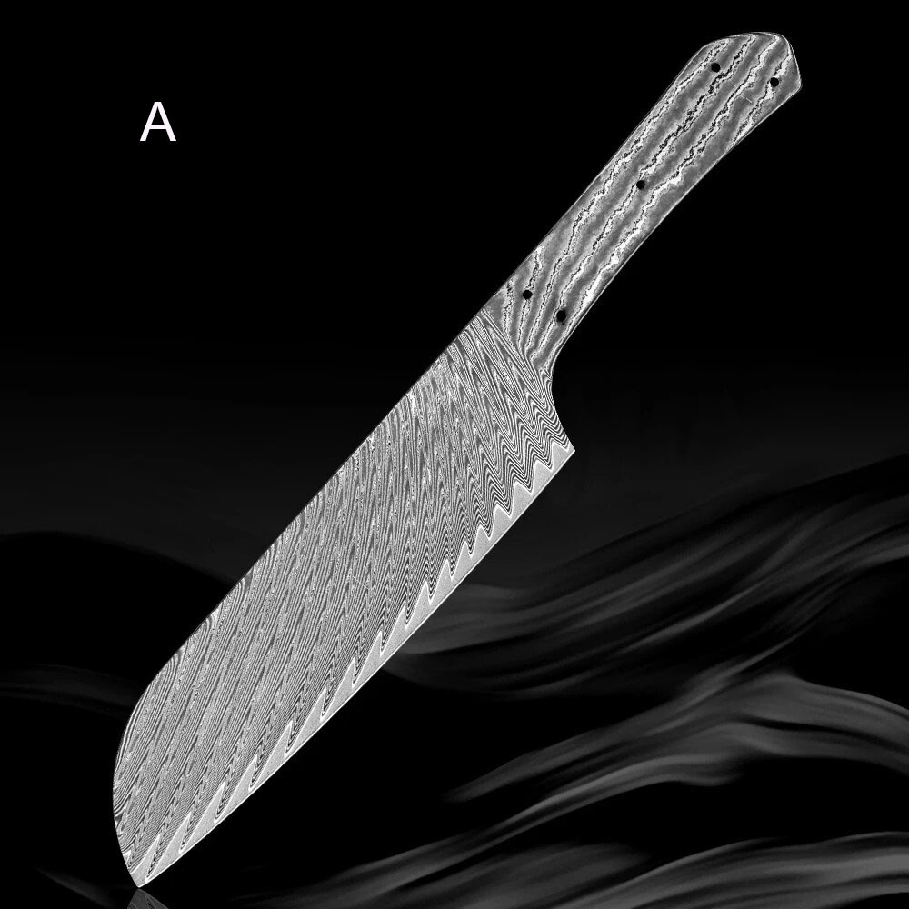 Damascus Steel Chef Knife Blank Blade Material Home Hobby Kitchen Craft DIY Tool