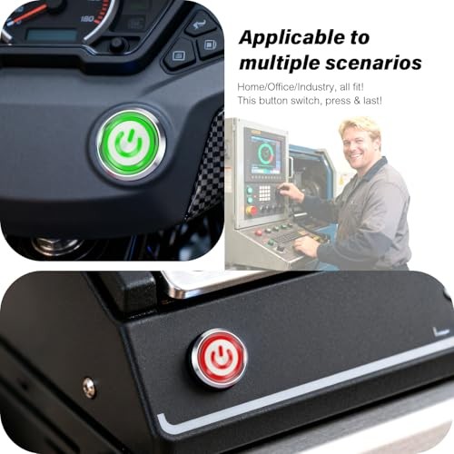 15Amp Push Button Switch，(0.866") 12V-24V Latching Push Button Switch 22mm Red