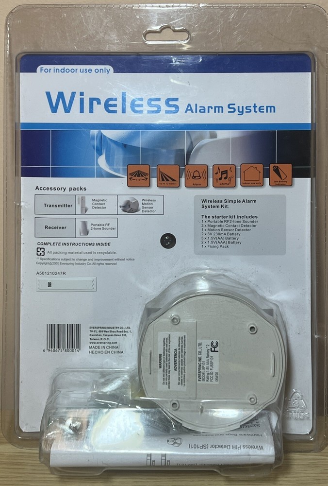 Indoor Wireless Alarm System EZ Security 100 Motion Sensor Alarm or Entry Chime