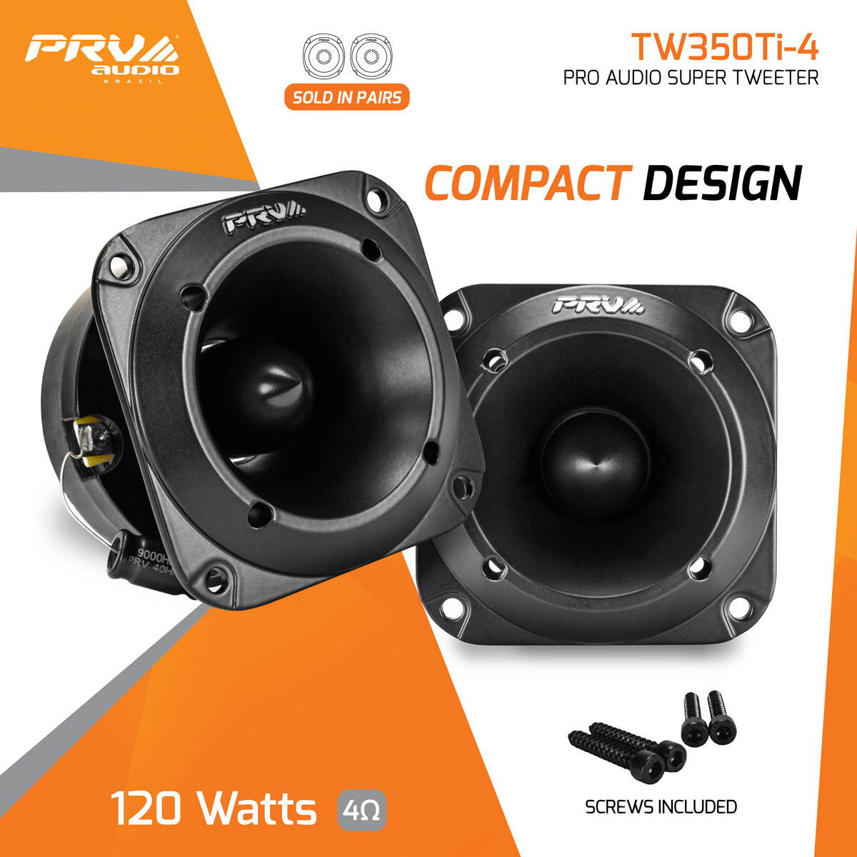 2x PRV 240 Watts Car Audio 3" Super Tweeter TW350Ti-4 Bullet 4 Ohms Titanium