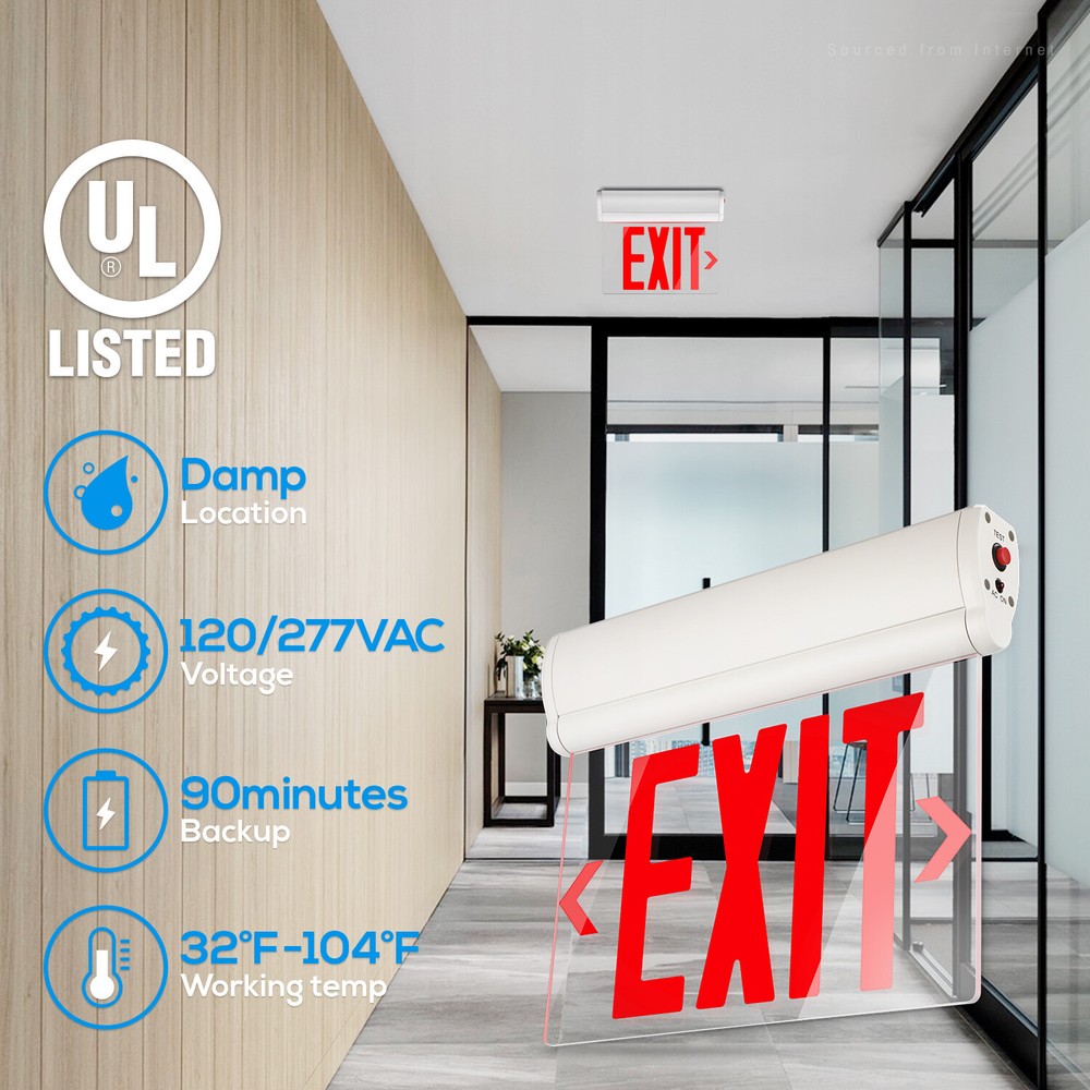 2-Pack LED Edge Lit Exit Sign, with Rotating Clear Panel, Single Acrylic Face