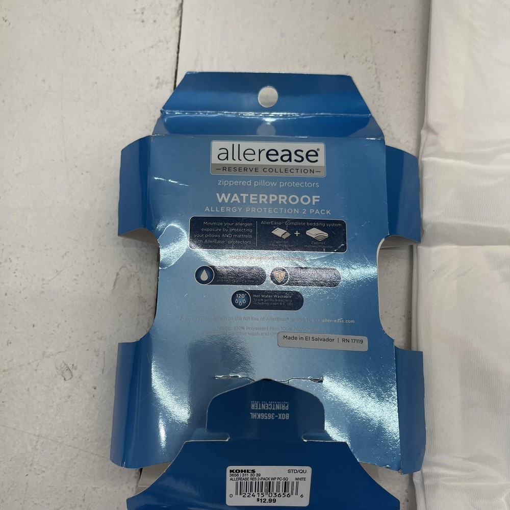 AllerEase Zippered Pillow Protectors Queen Waterproof White Allergy Bedbug 3 Pk