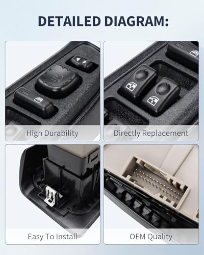 Driver Side Master Power Window Switch (Tan Bezel) with Power Folding 920-022