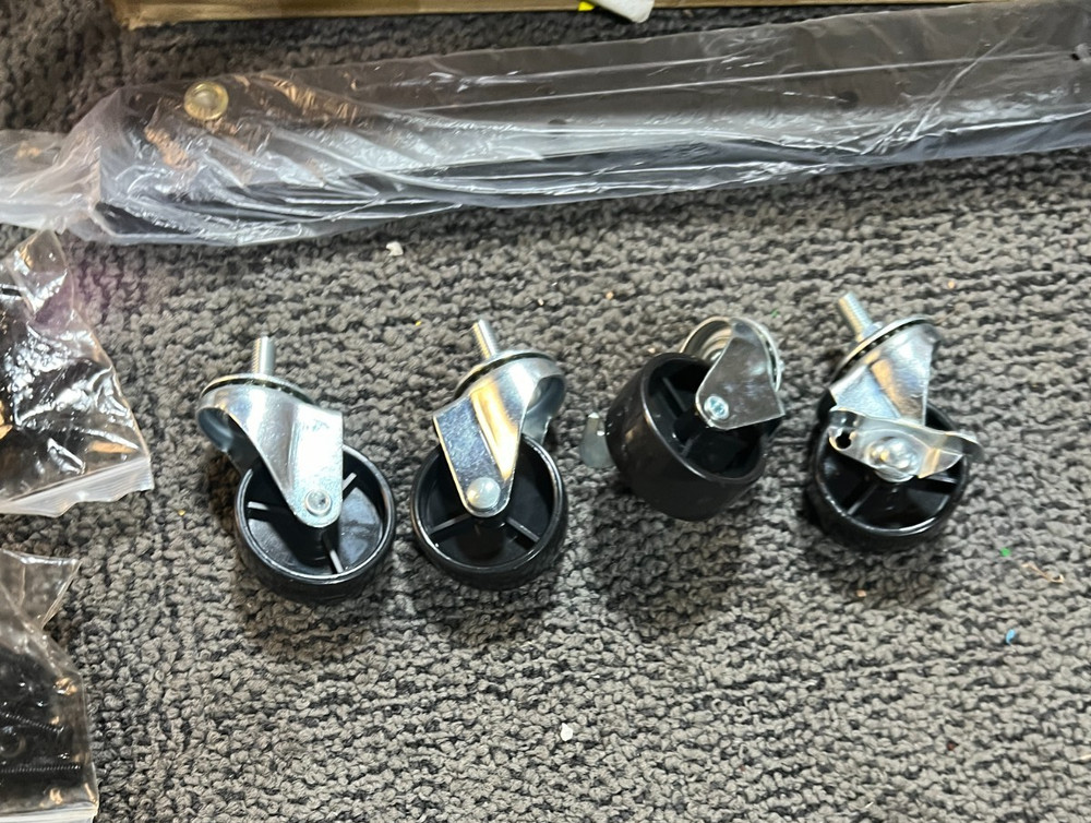 Pasocel Sturdy Black Grid Wall Display Rack Panel with T-Base on Wheels