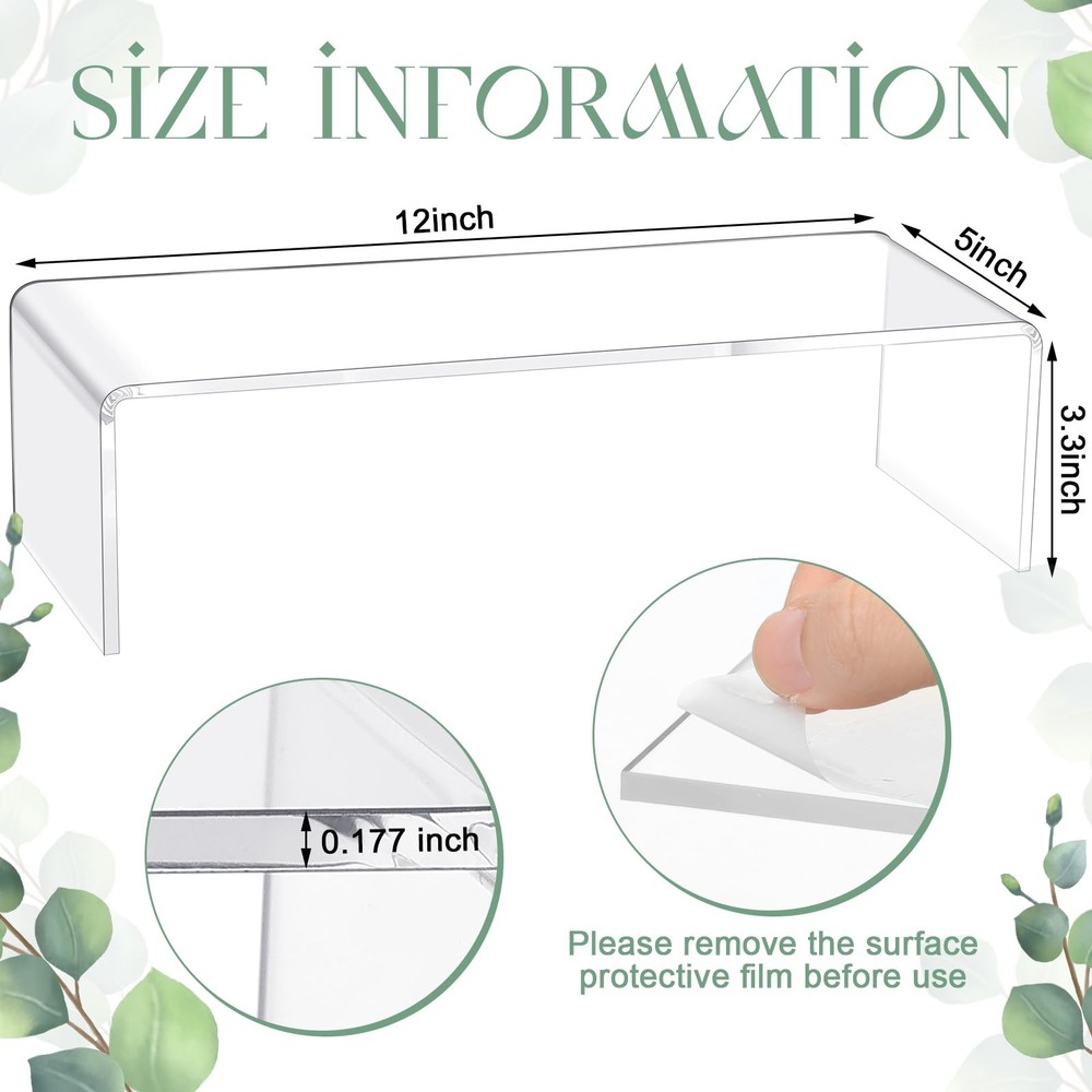 4 Pcs 12 Inch Acrylic Display Risers Rectangular Clear Cupcake Stand Holder L...