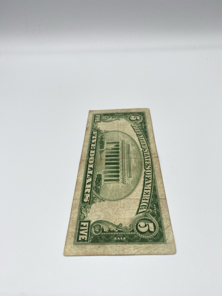 1934 A 5 Five Dollar Silver Certificate Blue Seal Note Banknote