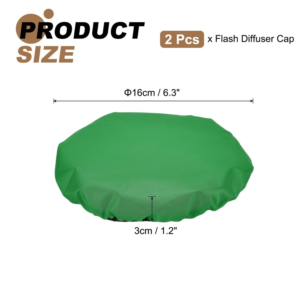 2pcs 6.3" x 6.3" Soft Mini Flash Bounce Diffuser Cap, for Flashlight, Green