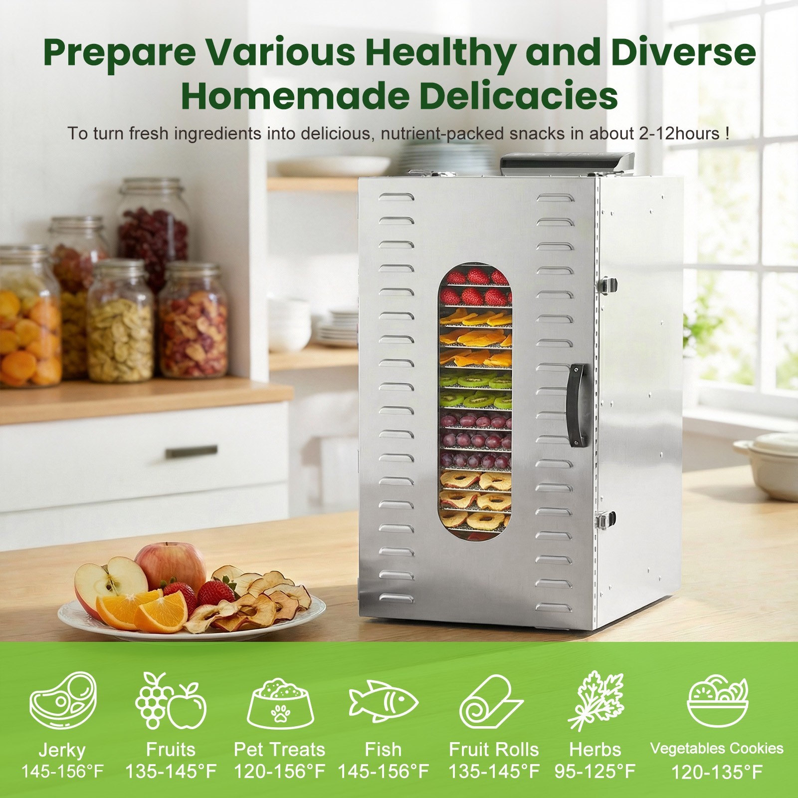 Commercial Food Dehydrator 20 Stainless Steel Trays Meat Fruit Dehydrators Dryer