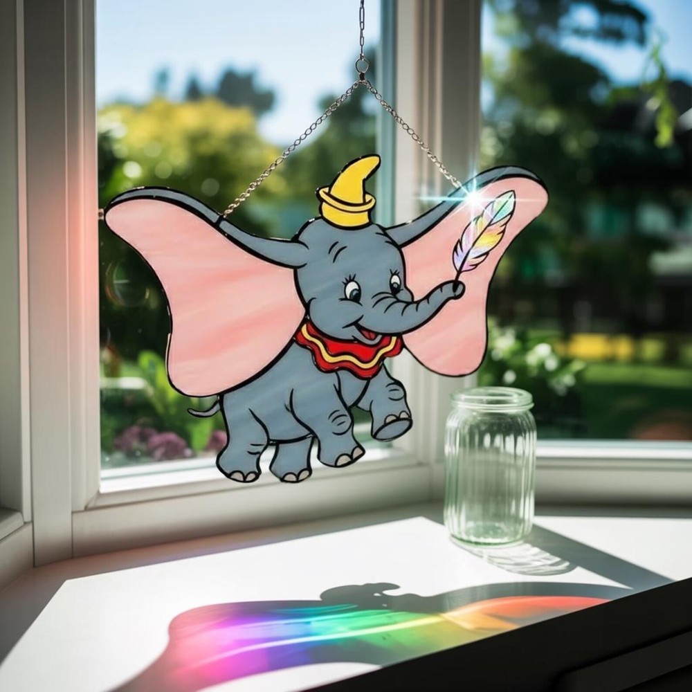 Personalized Dumbo Window Acrylic Suncatcher, Gift for Decor Window