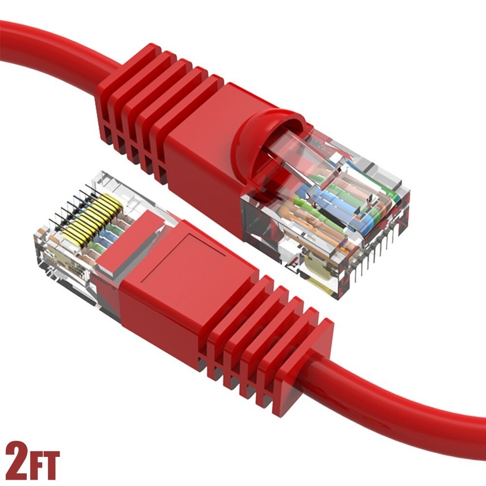 2FT Cat6 RJ45 LAN Network Ethernet Router UTP Molded Snagless Patch Cable Red