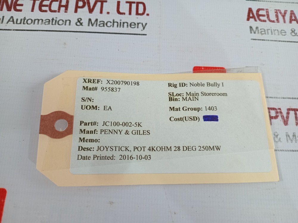 P&G CONTROLS JC100-0015 Joystick Controller P47310/1