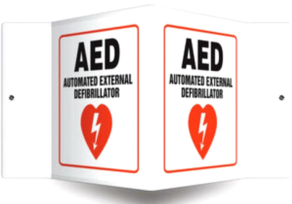 ✅3-D RIDGED PLASTIC ANGLE SIGN (A E D) Automated External Defibrillator 5"X6"