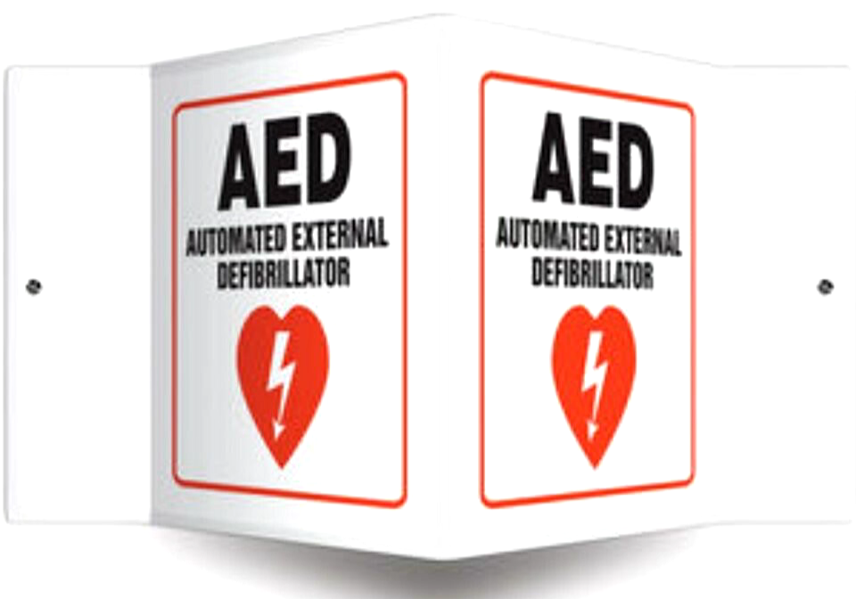 ✅3-D RIDGED PLASTIC ANGLE SIGN (A E D) Automated External Defibrillator 5"X6"