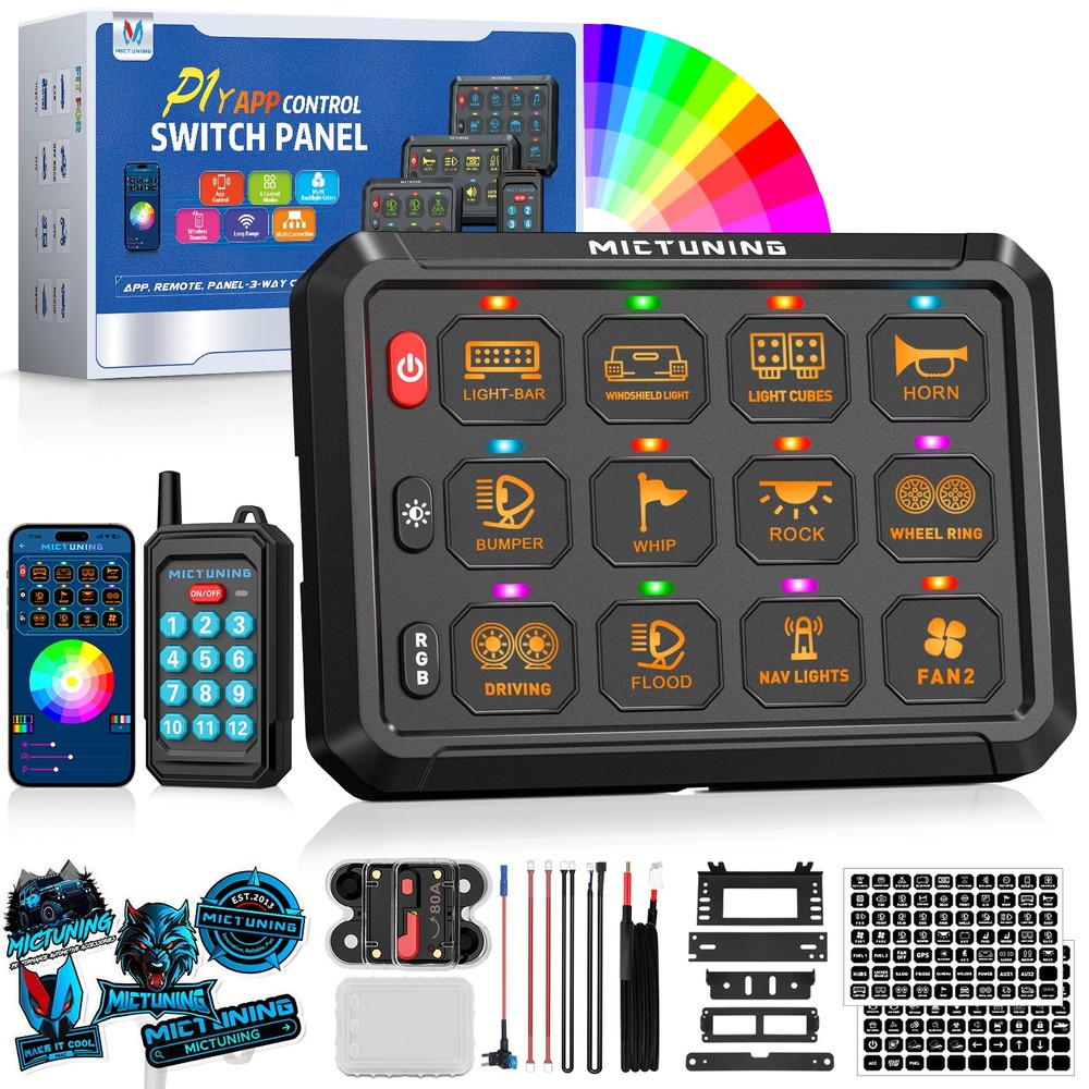 APP+Remote Wireless Switch Panel - LED Light Bar Circuit Relay System Marine Box