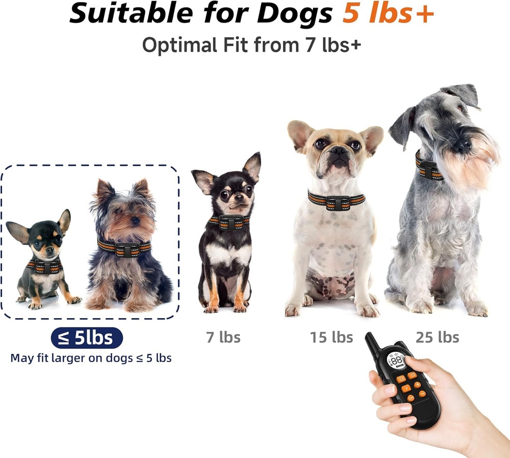 Small Dog Training Collar with Remote Waterproof Rechargeable 1300Ft Range Adjus