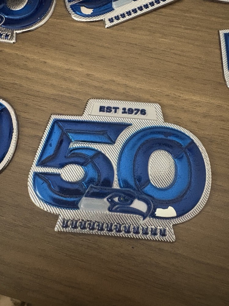 Major Scrapes Seahawks 50th Anniversary Patch Plastic Metallic Sew On Patch