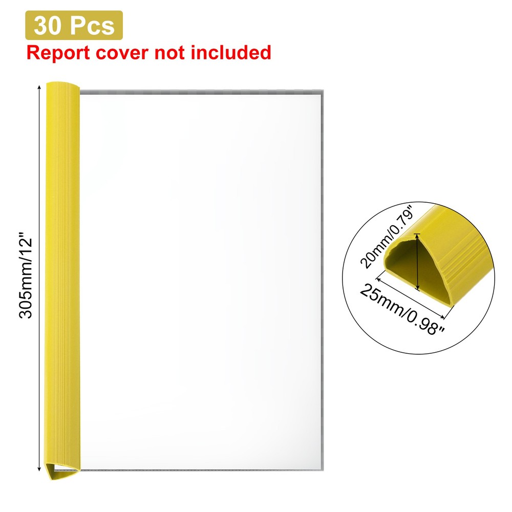 30Pcs 20x25mm Binding Bars, 220 Sheets Capacity, Yellow