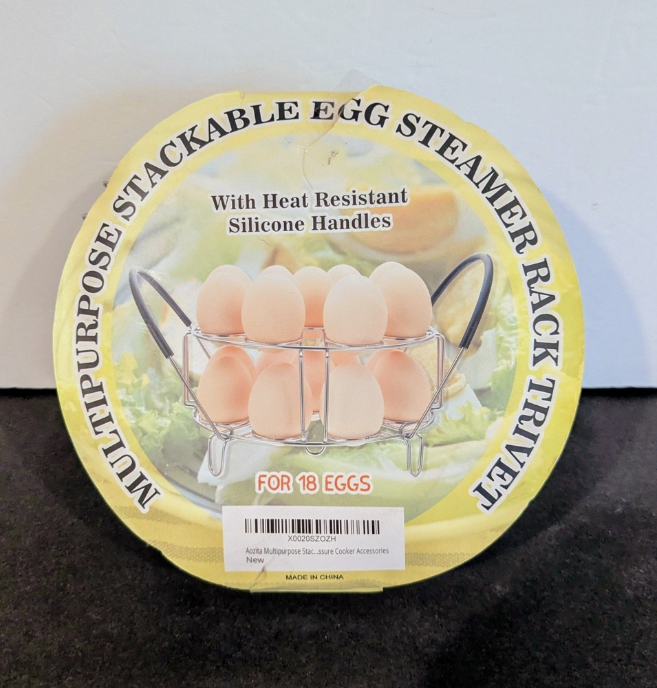 NEW Metal 2 Pc Stackable 18 Count Egg Steamer Rack Silicone Handles Trivets