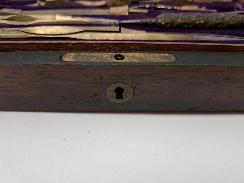 Antique Technical Mathematical Drawing Instruments Set Geometry in Wood Box