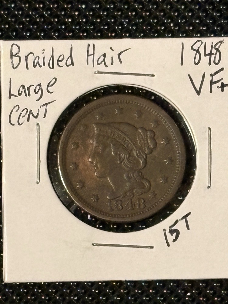 1848 Braided Hair Large Cent VF+