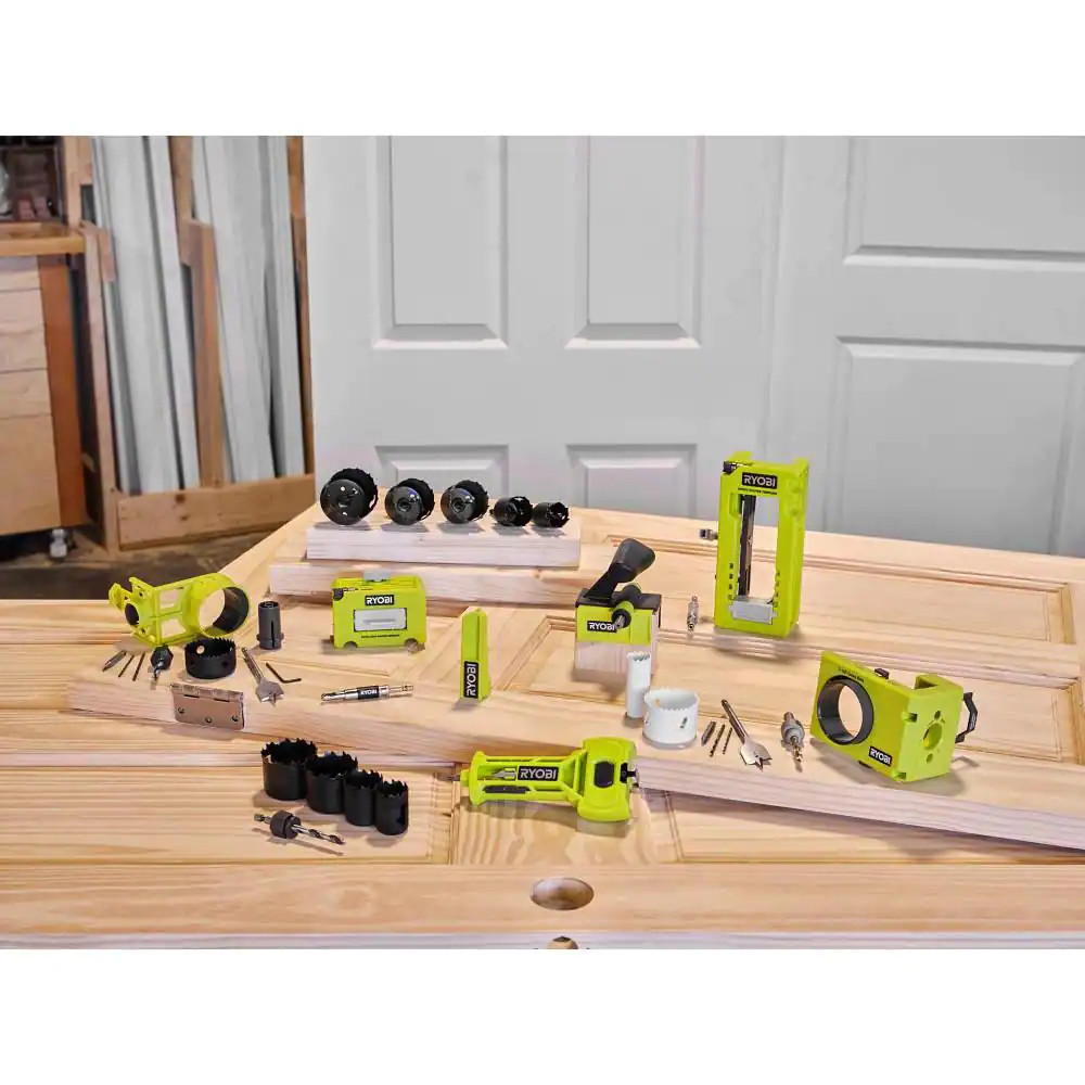 Ryobi Door Installation Kit, Mortiser, Router Template & Bit, Latch Locator Set