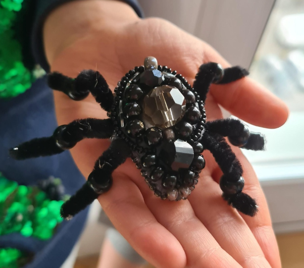 Crystal Art Beadwork kit for creating brooch BP-229C Spider