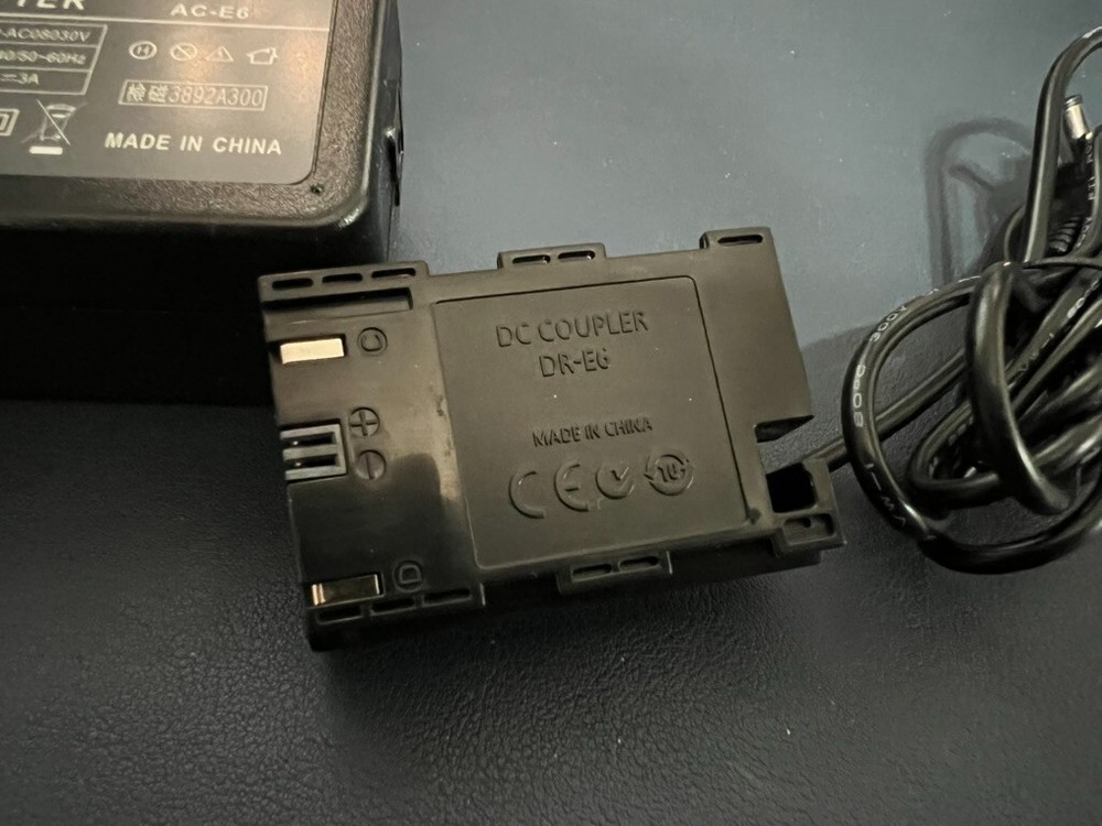 FlyHi Dummy Battery AC-E6 Power Adapter; Canon EOS