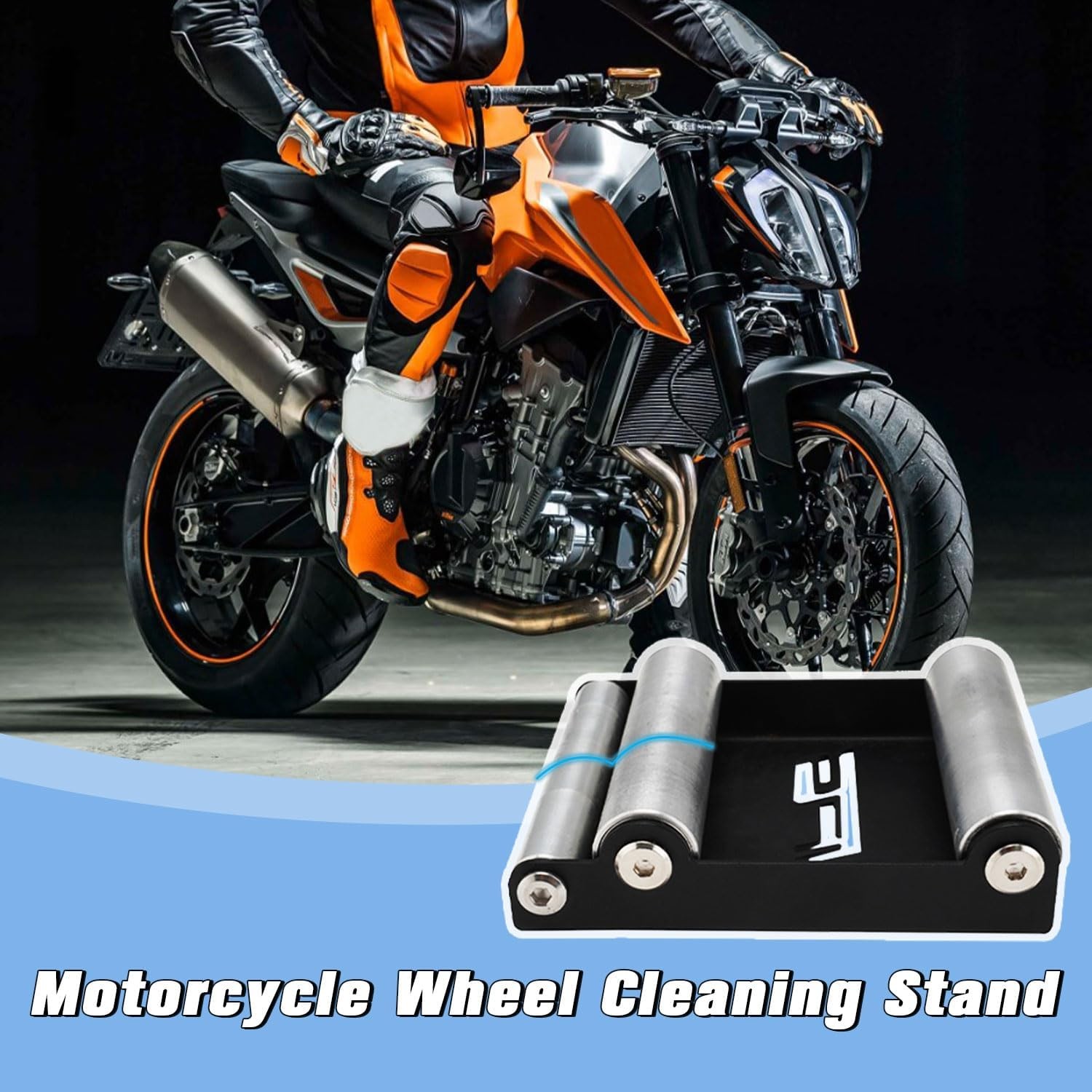 Motorcycle wheel roller stand Cleaning for Tyre cleaning & chain lubrication