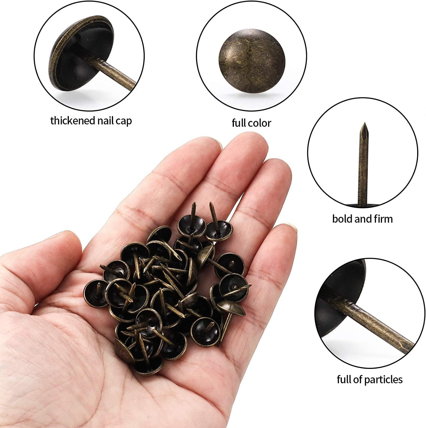 250 Pcs Upholstery Tacks, Decorative Furniture Tacks, Round Head Bronze Nails Ta