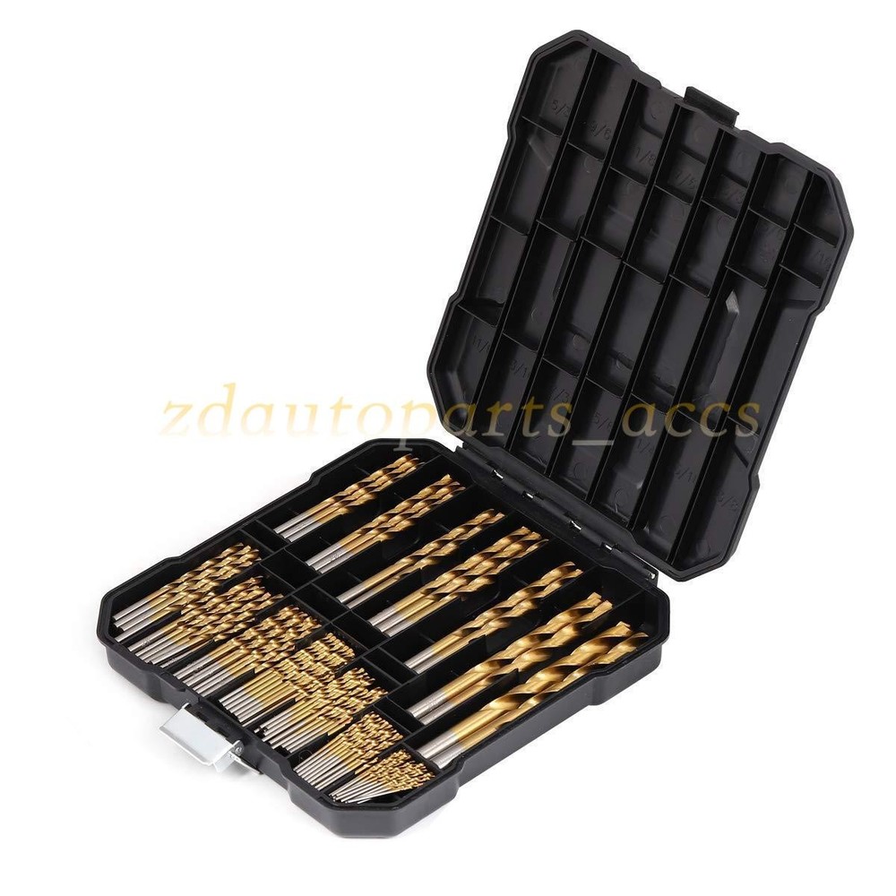 99PCS Drill Bit Set 1/16"-3/8" HSS Titanium Multi Drill Bits Twist Metal Tools