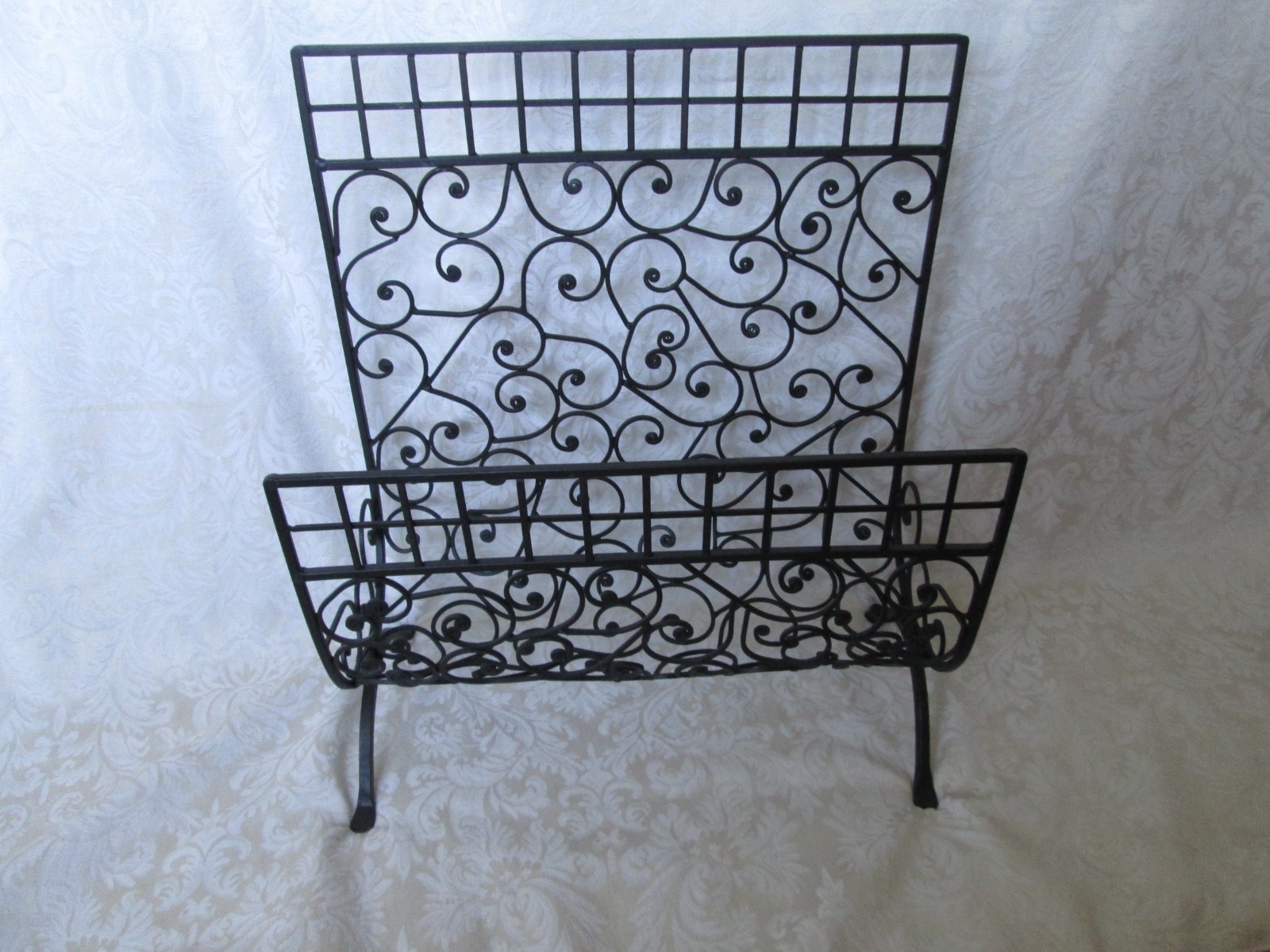 Ornate Wrought iron metal fireplace wood log storage holder bin