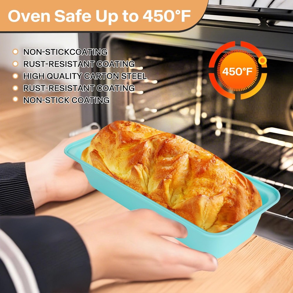 Proigtz 3-Pack 13x5inch Nonstick Loaf Pan, Stackable Long Bread Pan, Advanced...