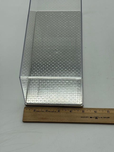 AMT 936/12 Plastic Display Case 10"x4"x3 3/4" Chrome Diamond Plate Base Stackabl