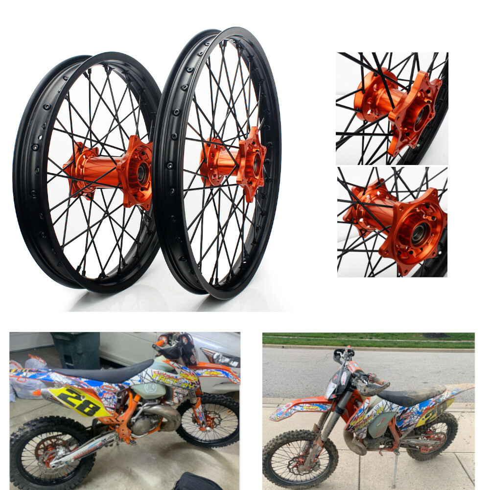 21'' 18'' Complete Wheels Set Orange Hub Rim 125-540 SX EXC SXF For HUSABERG 03+