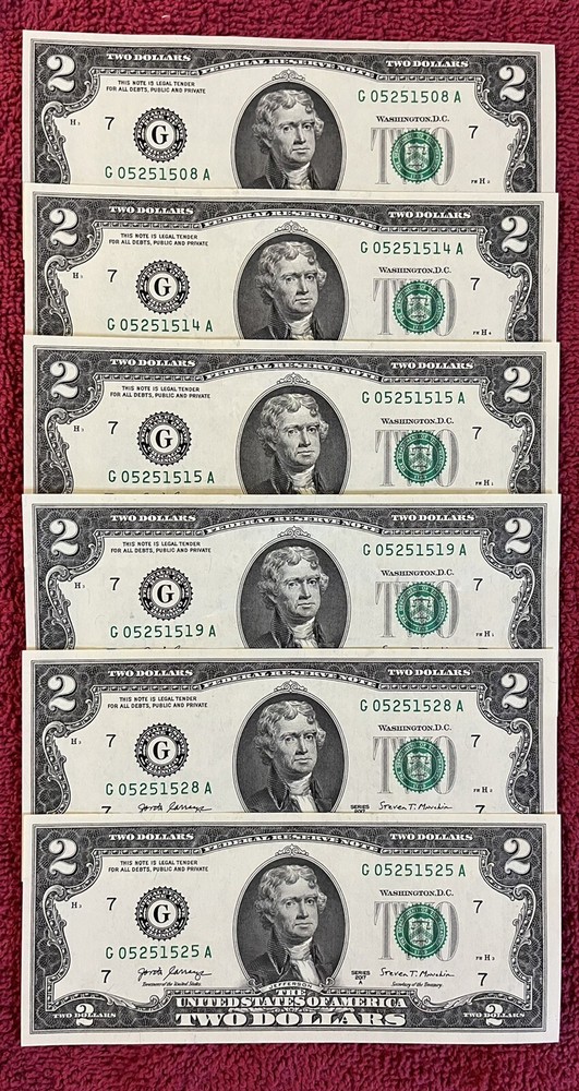 Fancy Serial Number $2 Dollar Bills. UNCIRCULATED. SEQUENTIAL. YOU Choose!