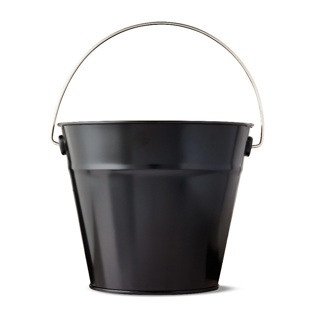 2-Pack Black Metal Pail with Handle 5-Quart Capacity