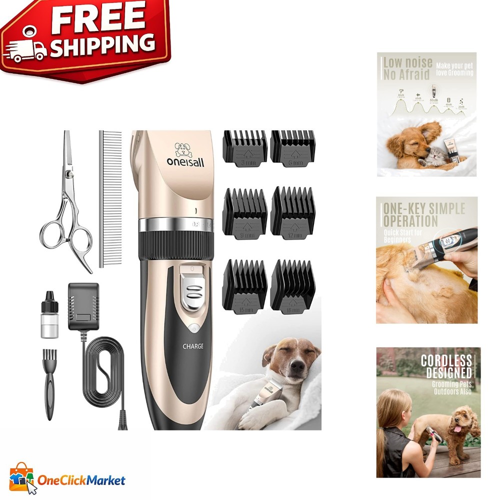 User-Friendly Cordless Dog Clipper Set with Guide Combs - Ideal for Beginners
