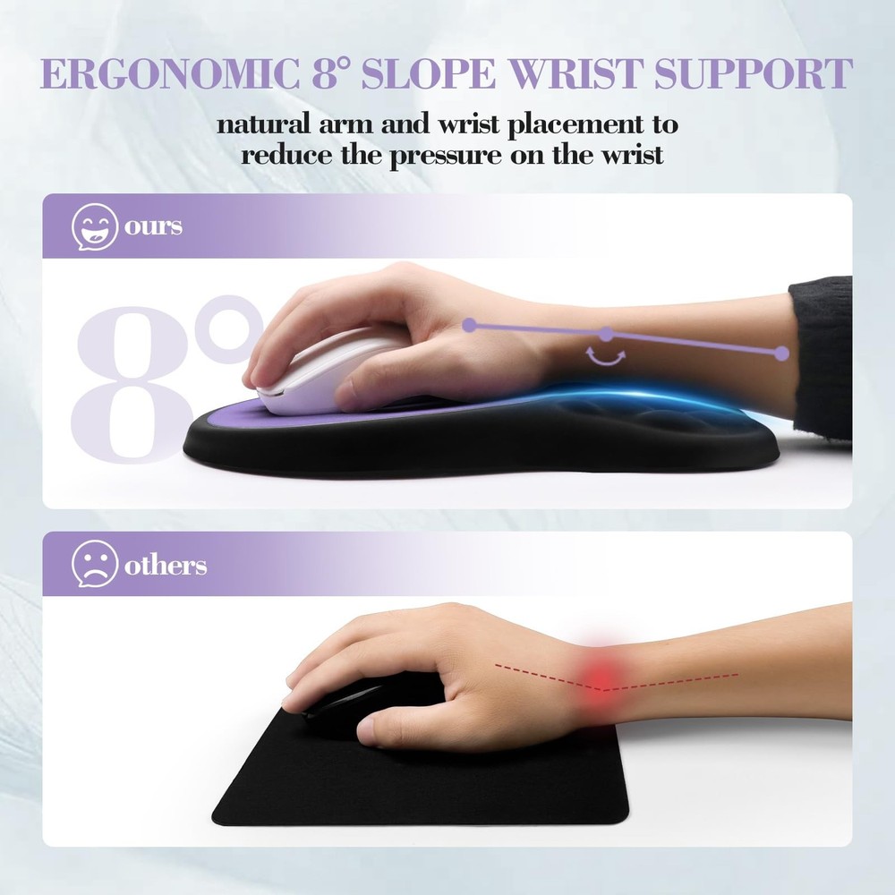 Ergonomic Mouse Pad with Wrist Support, Memory Foam Mousepad with Massage Des...