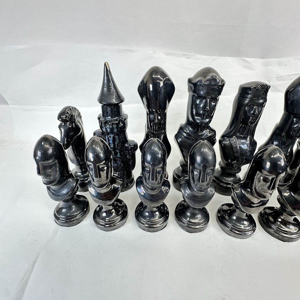 Ceramic Bisque 32 Piece Large Scioto Chess Set 1979