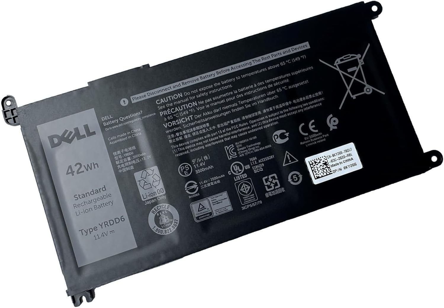 Original OEM YRDD6 Battery For Dell Inspiron 5584 5585 5590 5591 5593 5594 5598