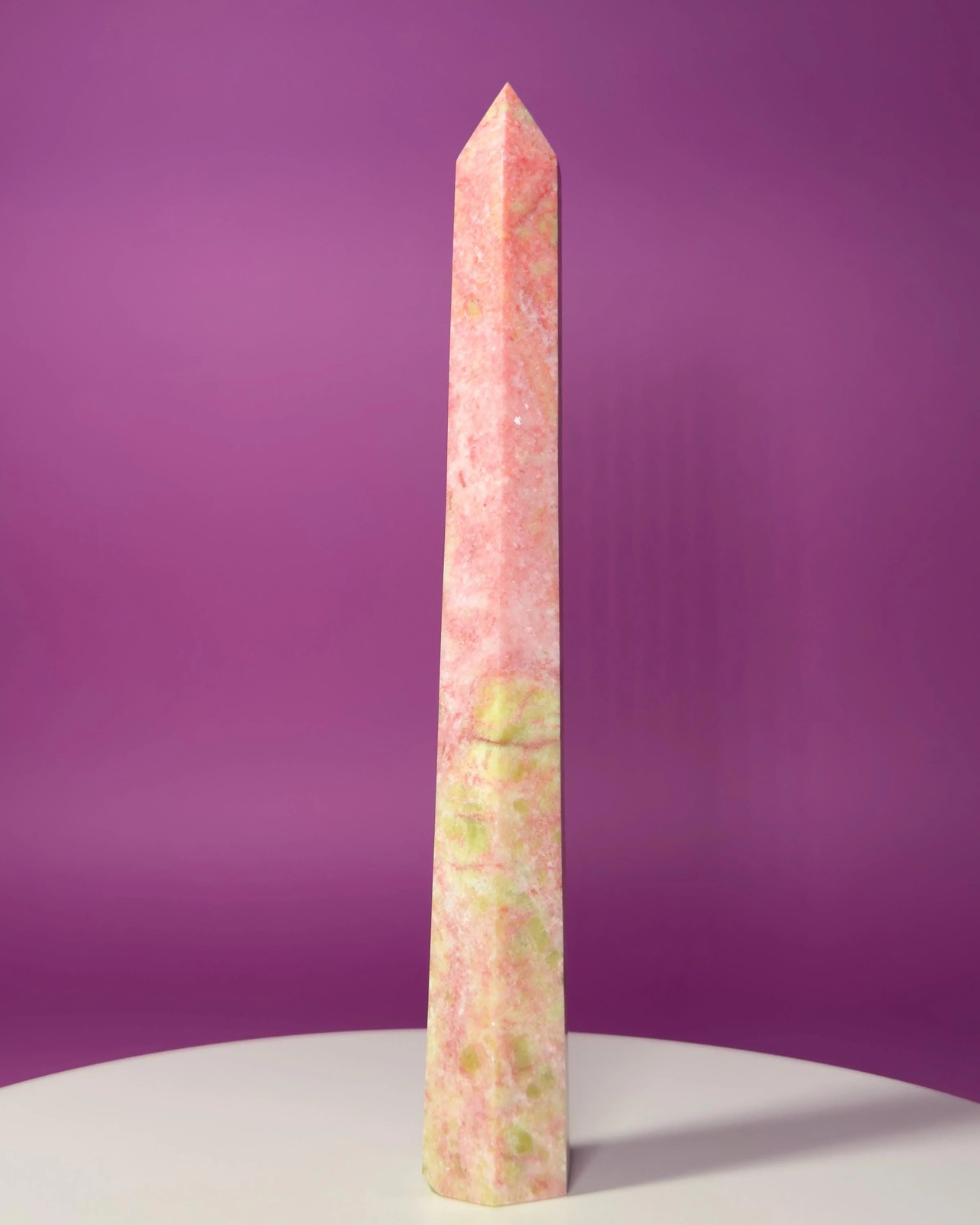 Thulite Tower 524g 10" Pink Crystal Tower Rare Norwegian Stone