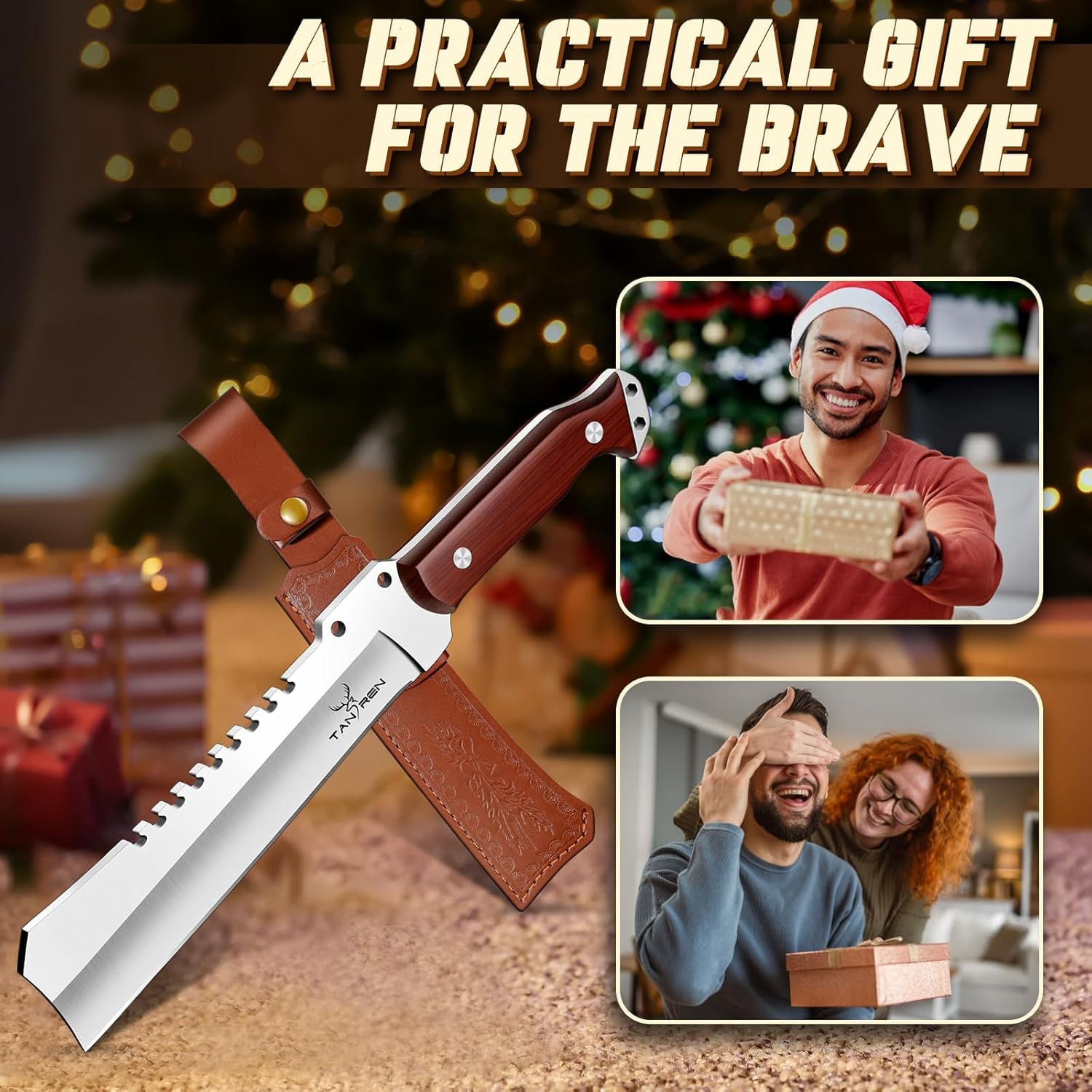 Machete for Cutting Trees Heavy Duty, Survival Machete with Sheath for Yard Work