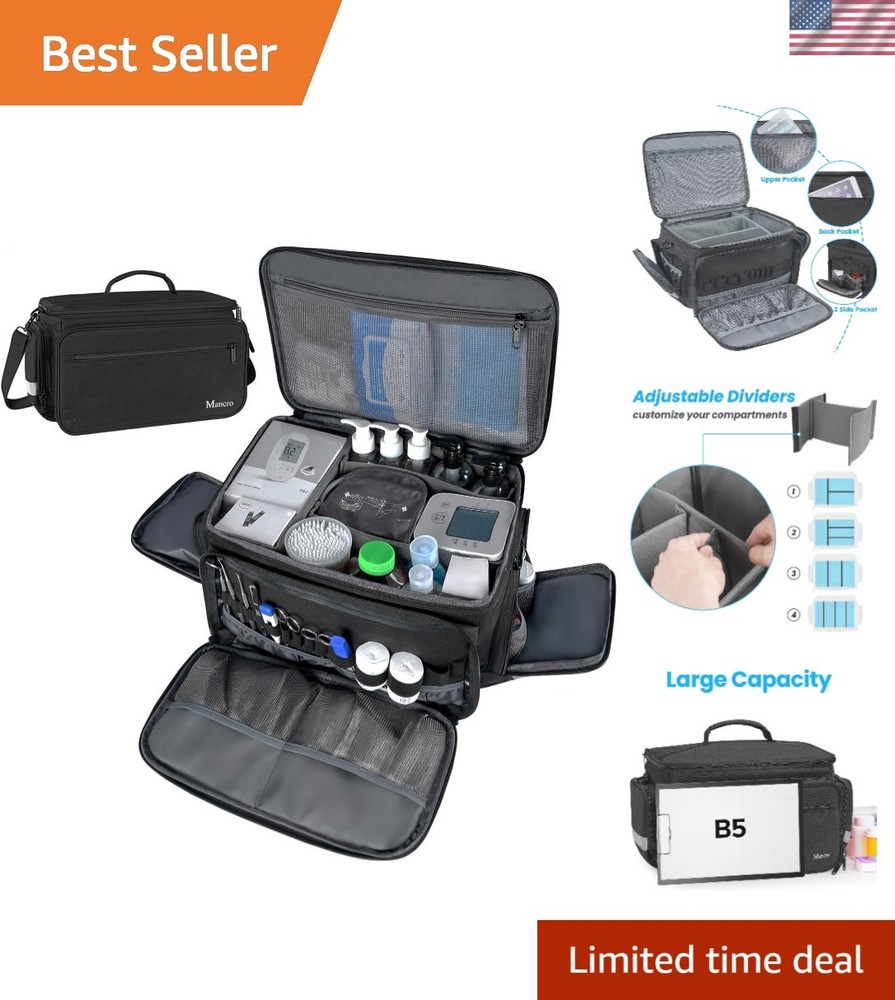 Versatile First Aid Kit Bag with Adjustable Shoulder Strap and Zippered Pockets