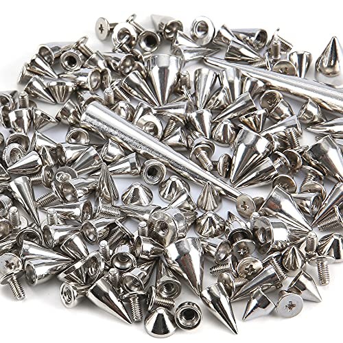 135 Sets Mixed Shape Spikes and Studs Assorted Sizes Cone Spikes Mixed 135Pcs