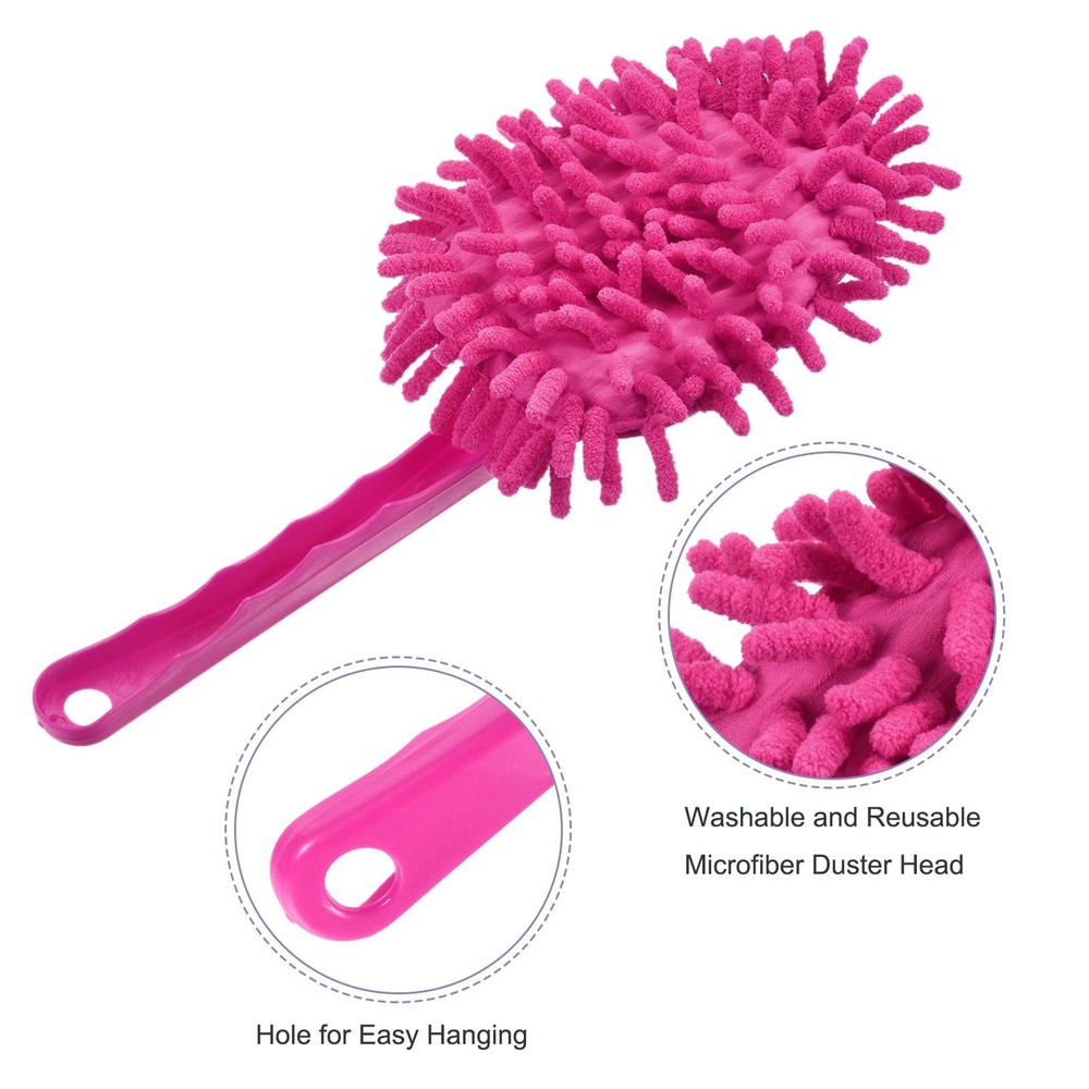 Microfiber Chenille Dust Washable Cleaning Brush, Red, 2pcs