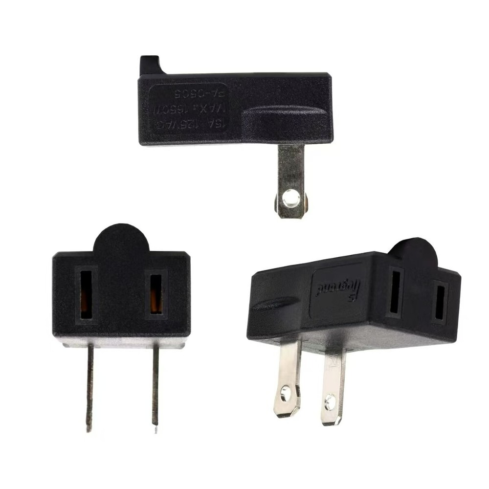 USA Polarized 2-Prong L Type Adapter,Vertical Right Angled Down Angle AC Adapter