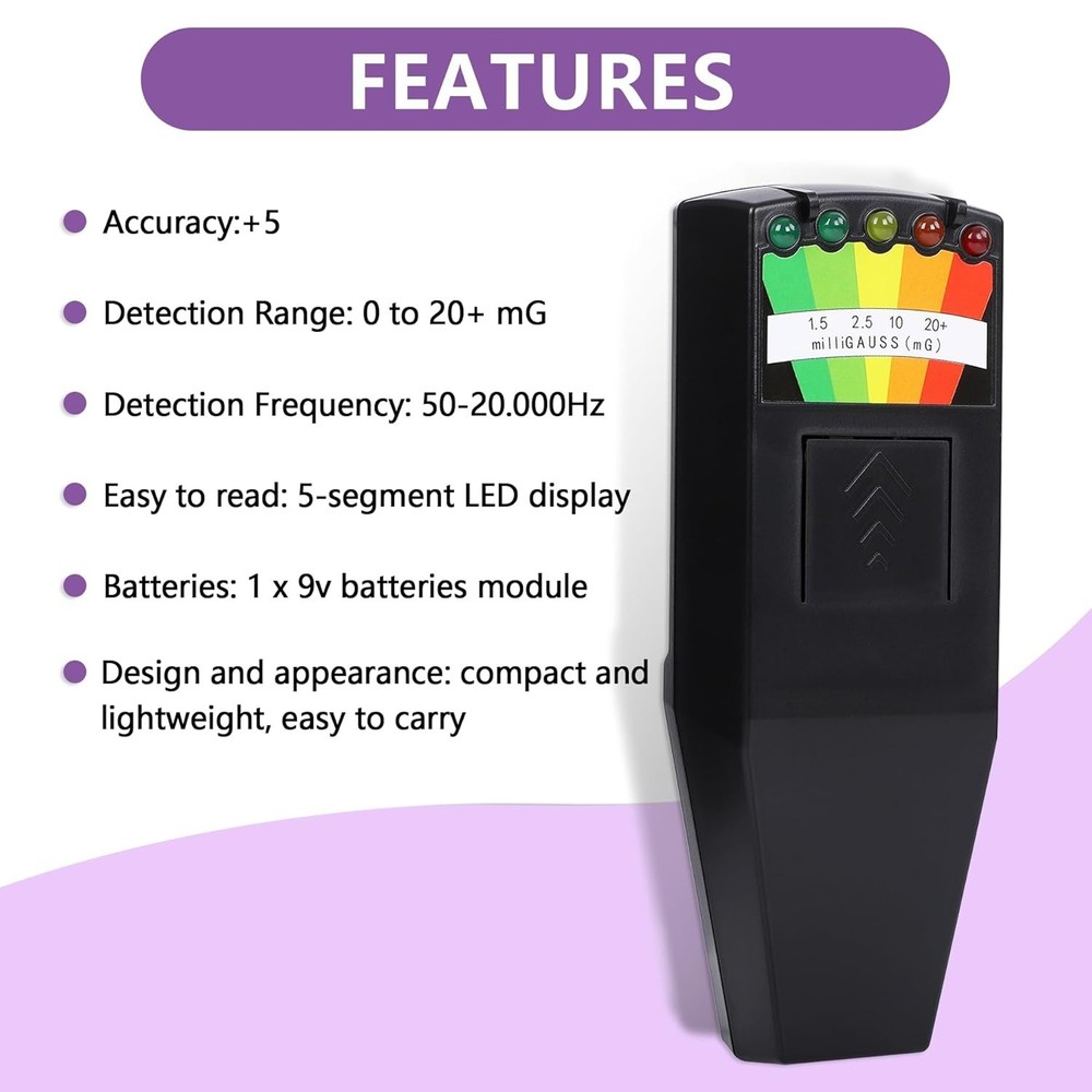 Compact 5 LED EMF Meter - Essential Ghost Hunting Gear for All-Angle Detection