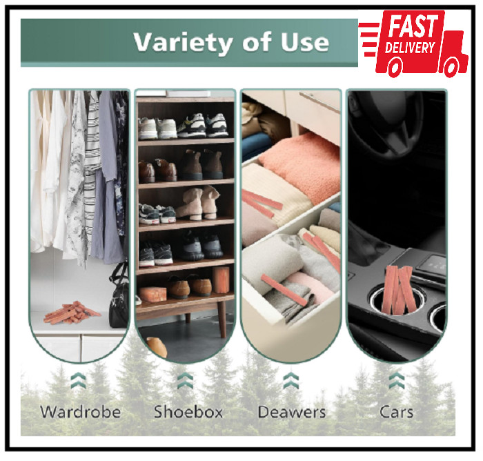 50PCS Cedar Sticks, 100% Aromatic Red Cedar Blocks for Closet Storage, Wardrobe,