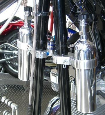 Harley Davidson Nitrous oxide System Twin Bottle, Silver, billet brackets EFI