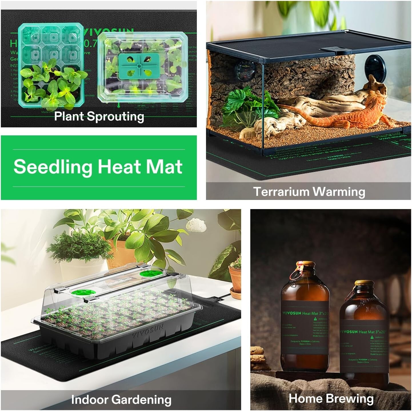 VIVOSUN Durable Waterproof Seedling Heat Mat UL & MET-Certified,6.5/20/40/105W